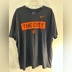 Nike Men's Black Tee with Orange Graphic